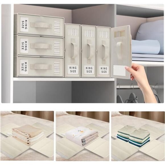 6 Pack Bed Sheet Storage Organizer Box with Window Label for King Queen Bedding - Picture 3 of 8